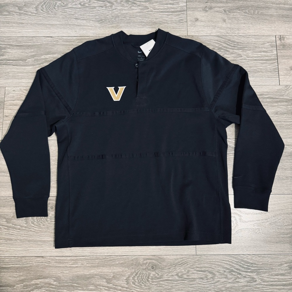 Nike Men Black Dri-FIT League Vanderbilt Commodores Polo Fleece‎ Shirt Size L